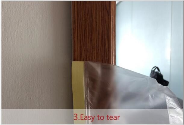 Disposable car protection pre-taped paint plastic masking film, PE material soft hardness protective plastic masking fi
