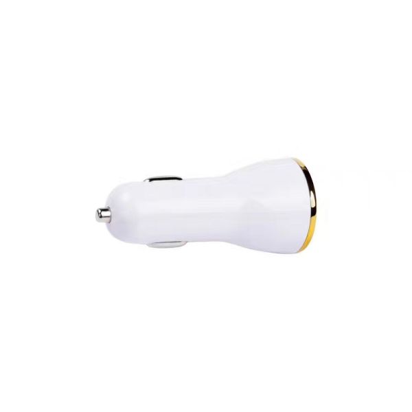 2.4A3.4A4.8A double USB car charging horn, gold plated ring car charger