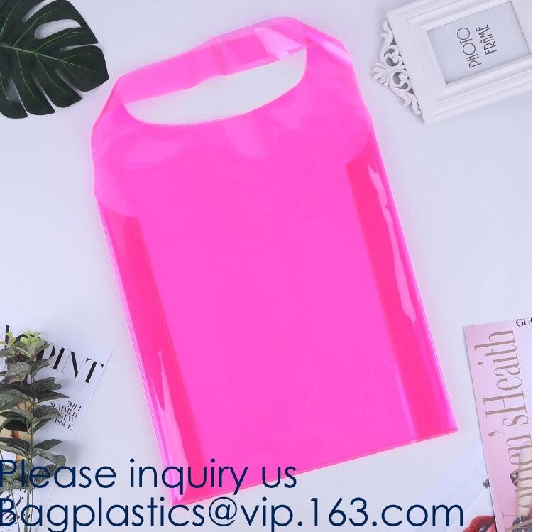 Transparent PVC Blanket Bag/Plastic Shopping Bag/Packaging Bag With Black Woven Trim And Webbing Handle, bagease, packag