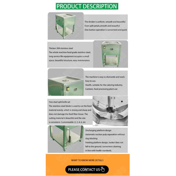 Vegetable And Fruit Wedges Separating Splitting Machine Potato Carrot Orange Apple Cutter