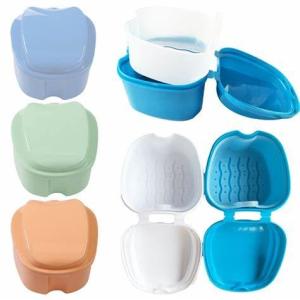 China Clean Care Denture Cleaner Brush And Retainer Holder Box Denture Bath Case Cup wholesale