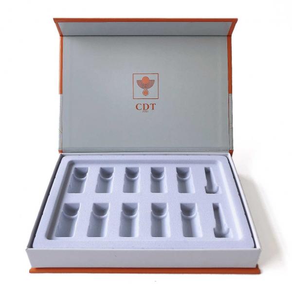 Quality Orange Elegant Beauty Box Gift Set Custom Glass Bottle Holder Inserts for sale