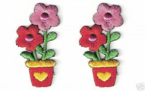 Quality 1.5" Pink Red Flower Embroidery Patch Handmade Iron On Twill Cotton Material for sale