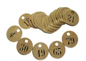 China Pre-Numbered Tag Round Brass Interlocking Stencils 1/2" Black - Filled Numbers wholesale