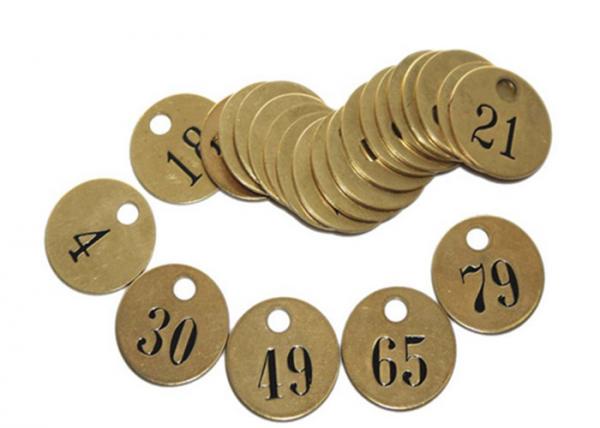 Quality Pre-Numbered Tag Round Brass Interlocking Stencils 1/2" Black - Filled Numbers for sale