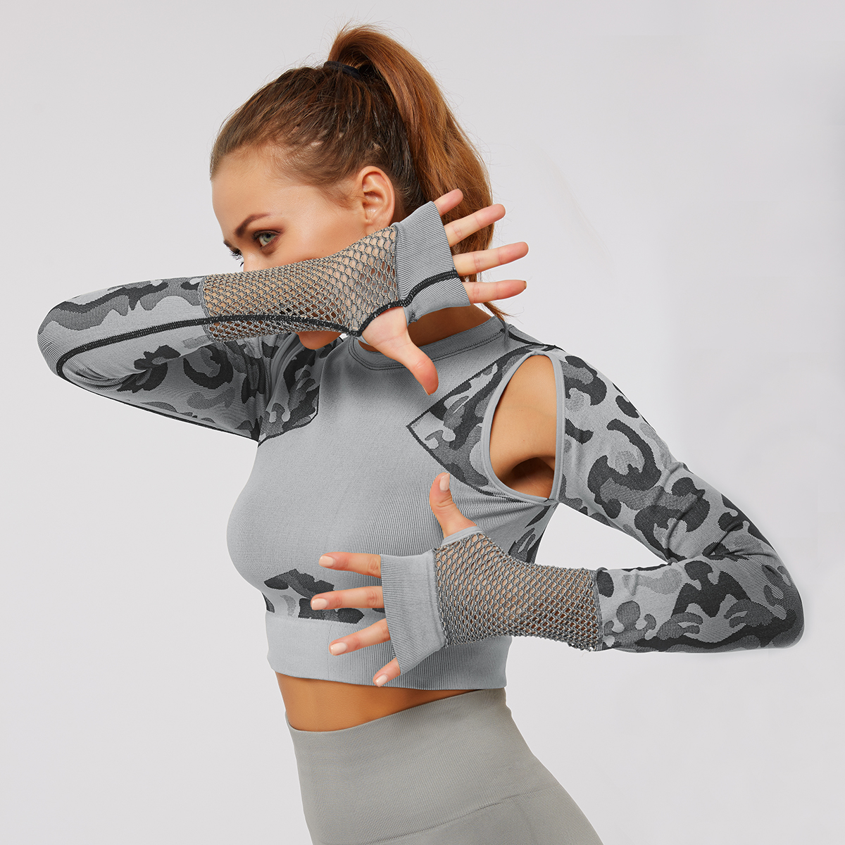 2019 Yoga wear girls Leopard Grain Seanmless Mesh Woman Fitness Yoga Leggings Or Top