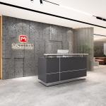 Modern Minimalist Wood Reception Desk With Dark Front Panels Office Hotel