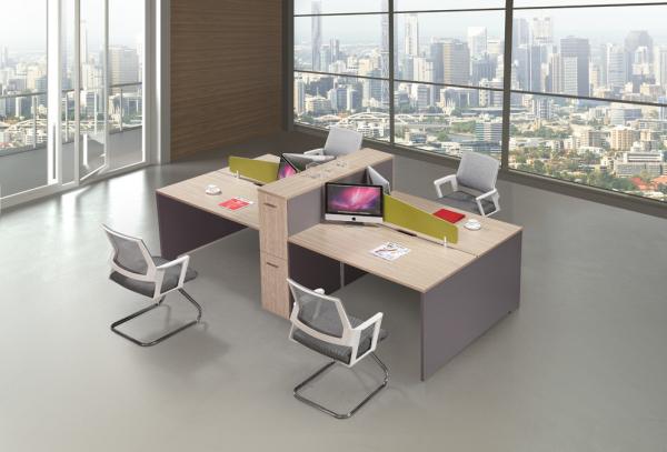 Quality 4 Seats Screen Office Partition Workstation Safely Smooth Staff Furniture for sale