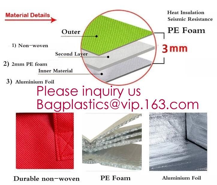 Custom Packing Aluminum Foil Zip-Lock Grocery Handle Thermal Insulation Cooler Bag For Outdoors,Promotional Insulated La