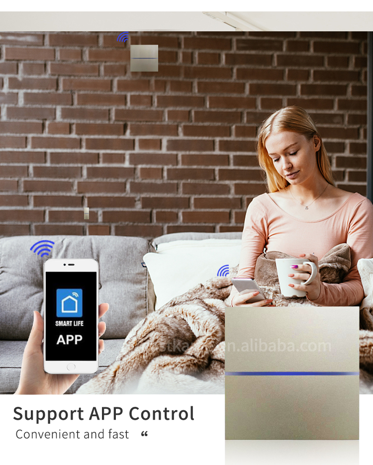 Luxury Aluminum Panel Multi Function Electrical European Wall Switch and Socket Full Touch-senstive Switch for Home Automation