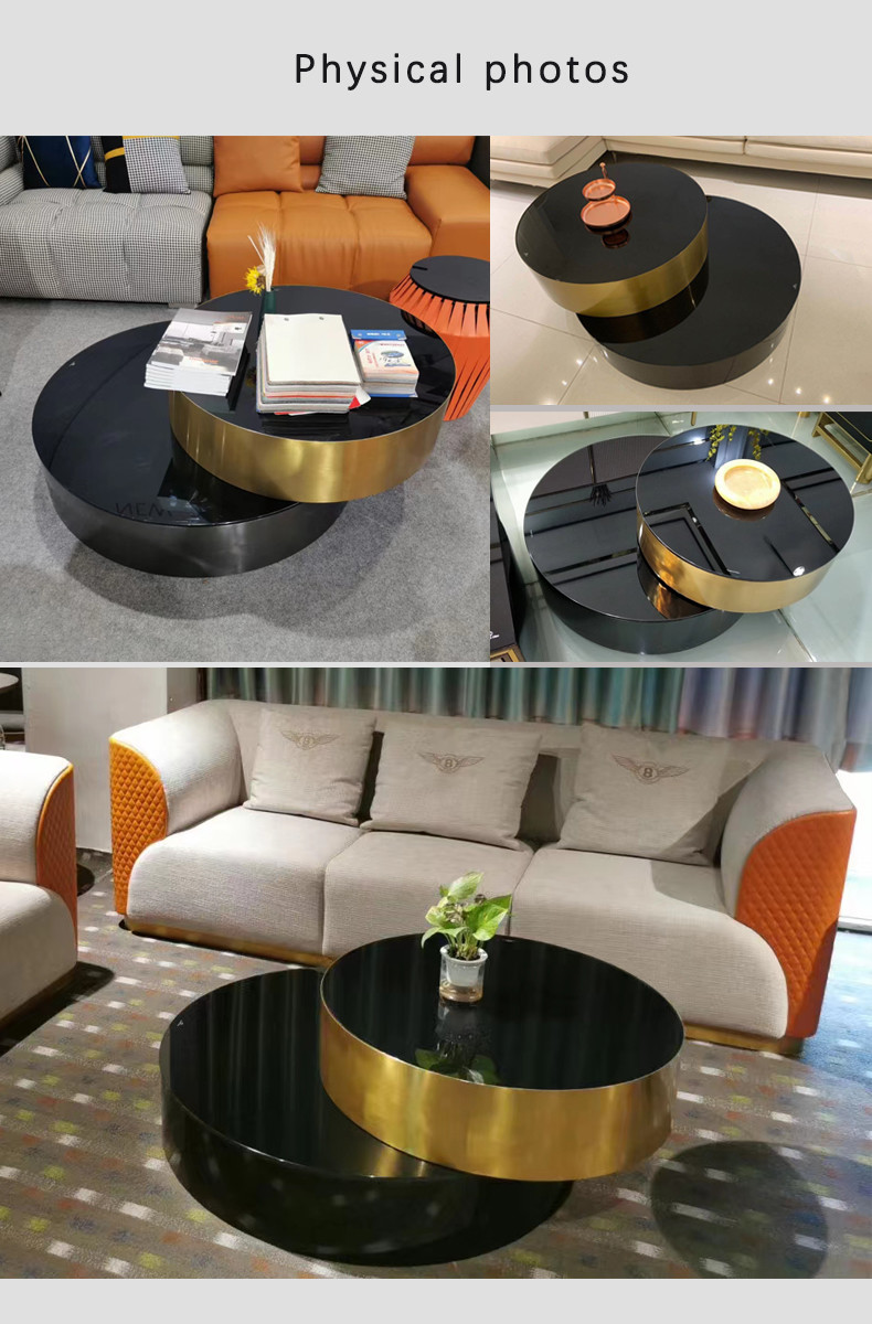 Toughened Glass Living Room Hotel Coffee Table Modern Stainless Steel