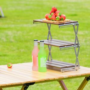 China Portable Outdoor Desktop Folding Shelves For Camping Multi Layer Storage Racks on sale