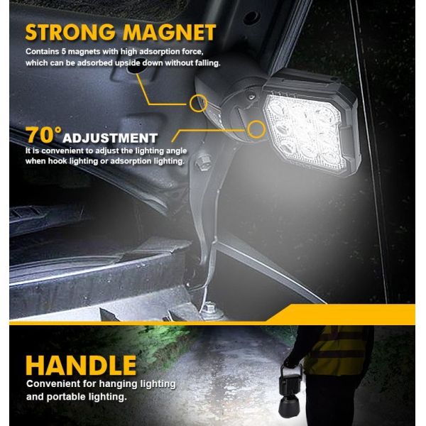 High Brightness Portable Magnetic Work Light IP67 Rechargeable LED Work Light Waterproof