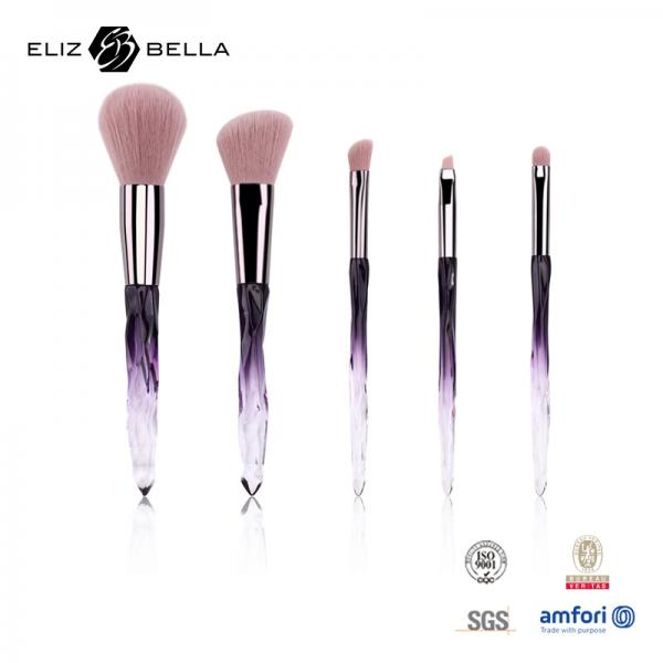 Quality 5pcs Cosmetic Makeup Brushes Aluminium Ferrule Synthetic Hair Private Label Design Makeup Tools for sale