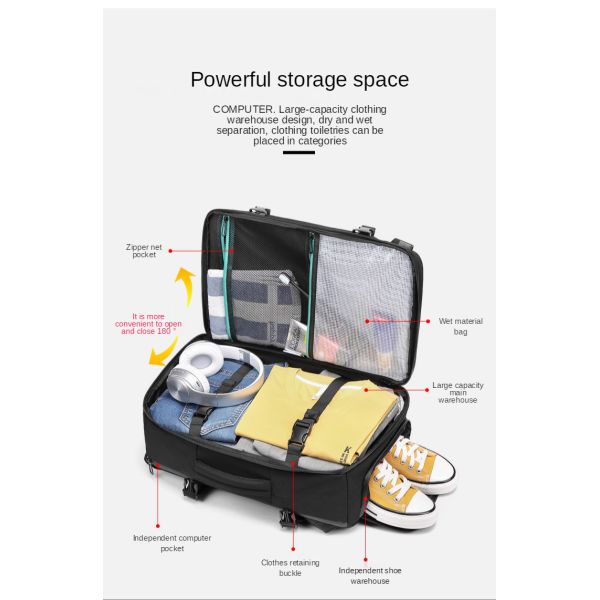 22L-35L Business Multifunctional Travel Bag Backpack Load 15kg