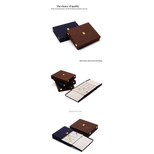 Custom Blue Microfiber Leather Jewelry Set Box for Jewelry Packaging and Storage Solutio