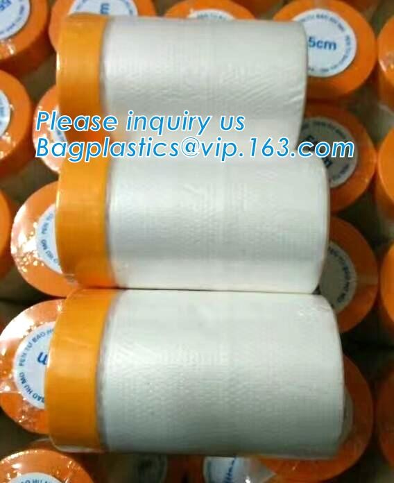 painting painters masking film with bule tape, painting folded pre-taped core masking film, spray plastic pre-tape pla