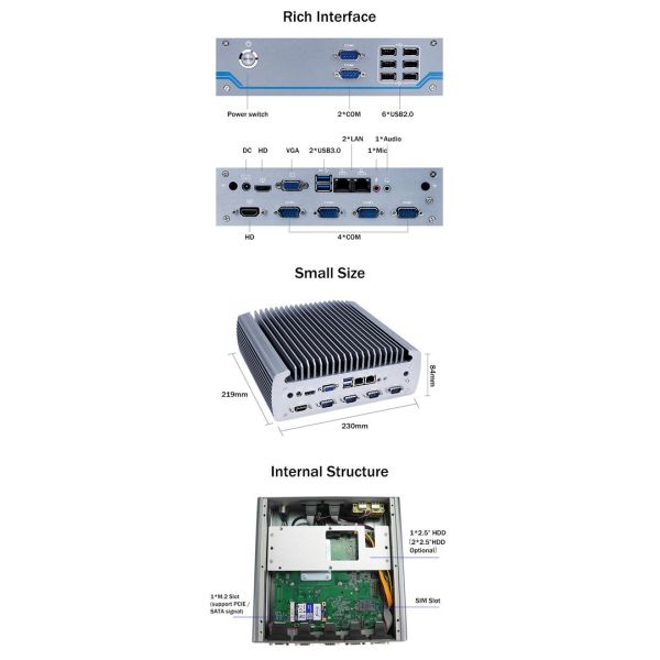 Intel Core I5-8500T Aluminum Chassis Mini PC ,Fanless Industrial PC IBOX-605