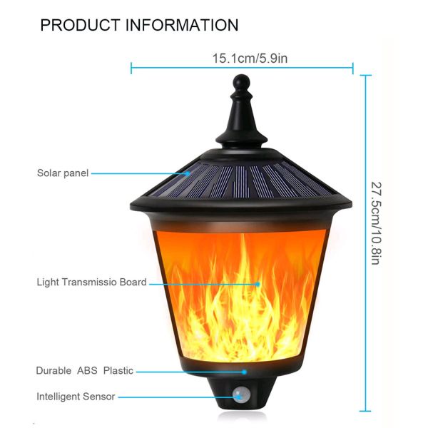 Yard Flickering Flames Wall Lights Outdoor Decorative Hanging Fire Moving Led Lantern