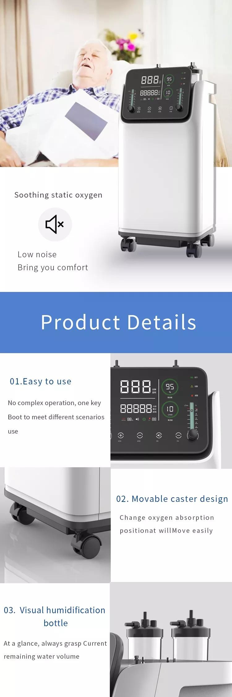 Oxygen Breathing Machine 10L/Min Dual Flow Adjustable English Version