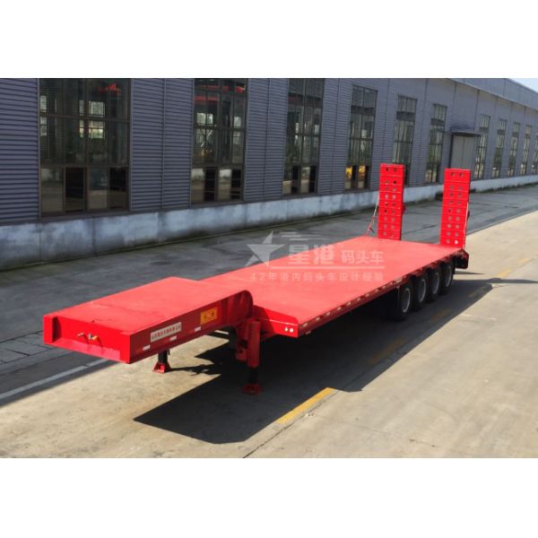 3 Axles 60 Ton Low Bed Semi Trailer With Detachable And Folding Ladders