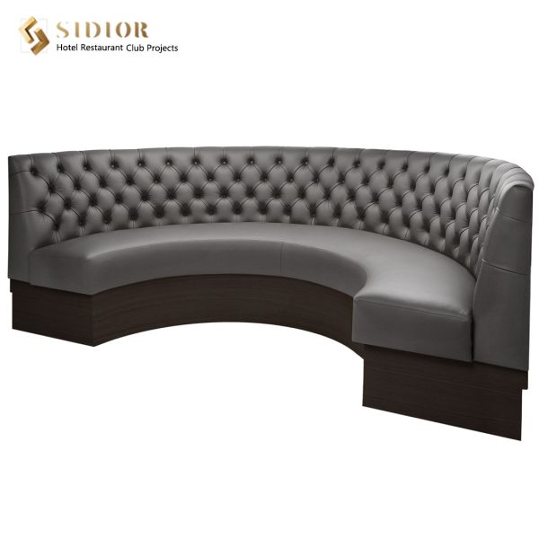 Restaurant Couch, Booth Sofa, PU Leather Upholstery, High Density Foam, HPL Wooden Base, Club Couch, Hotel, Button Couch