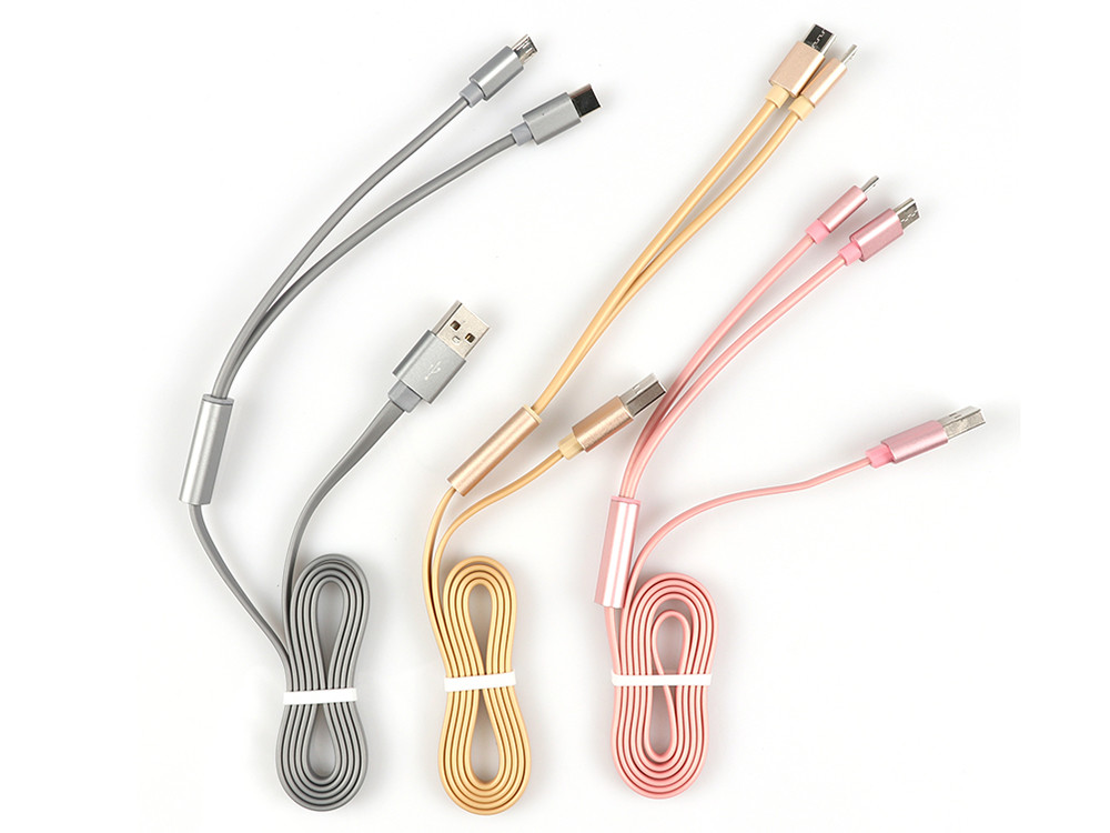 Safe Charging USB Extension Cable TPE 2 In 1 Usb Cord For Smartphone Portable