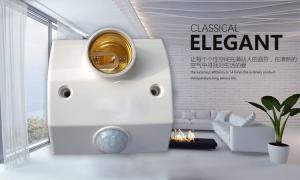 China Intelligent E27 Lamp Holder , 140 Degrees Screw Bulb Holder Low Power Dual Wire wholesale