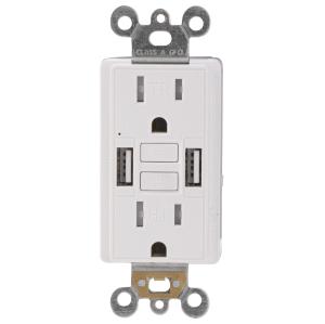15A Ground Fault Circuit Interrupter 120V With USB Power Outlet