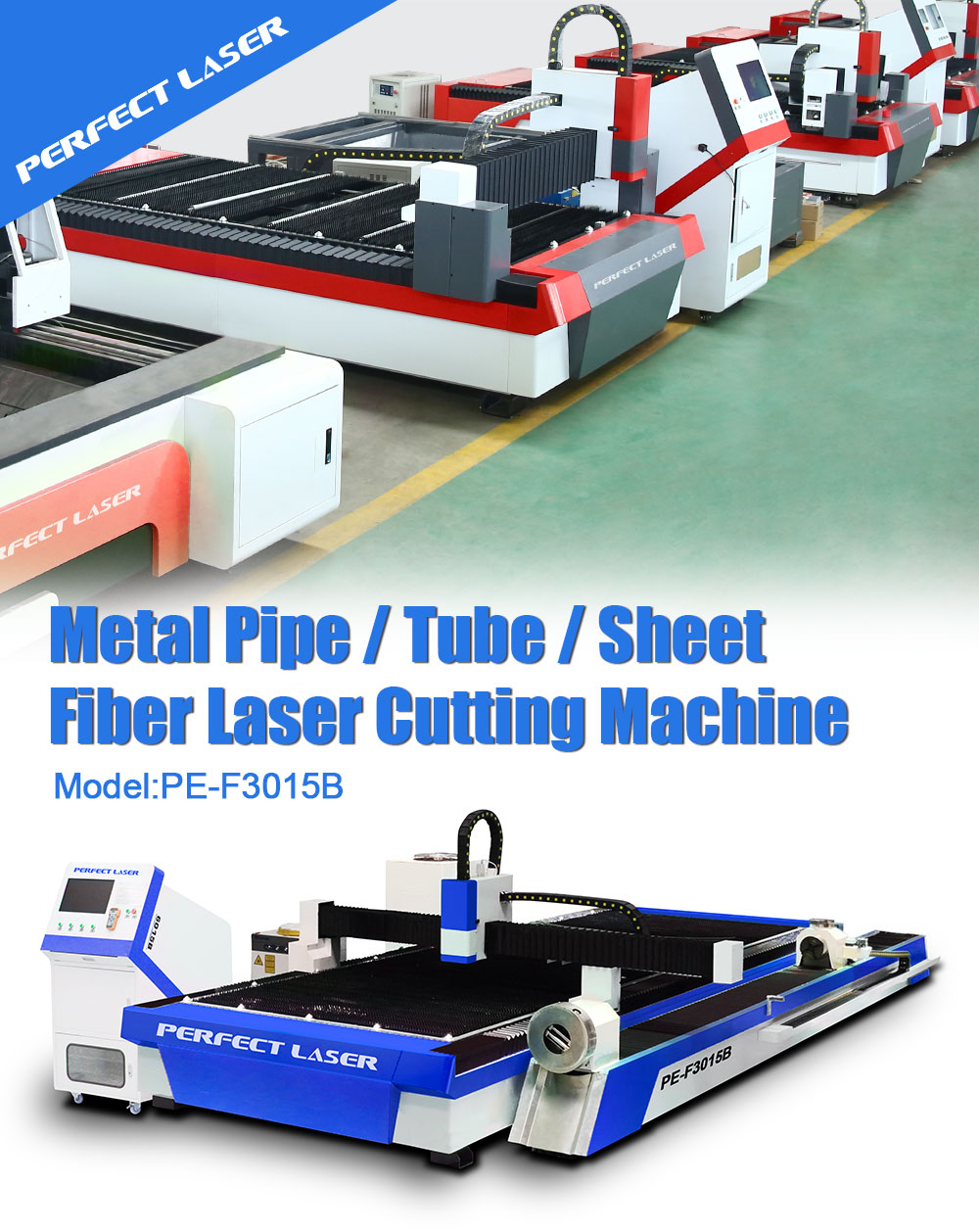 Round Metal Pipe Fiber Laser Machine , 3D Blue Laser Cutting Machine 
