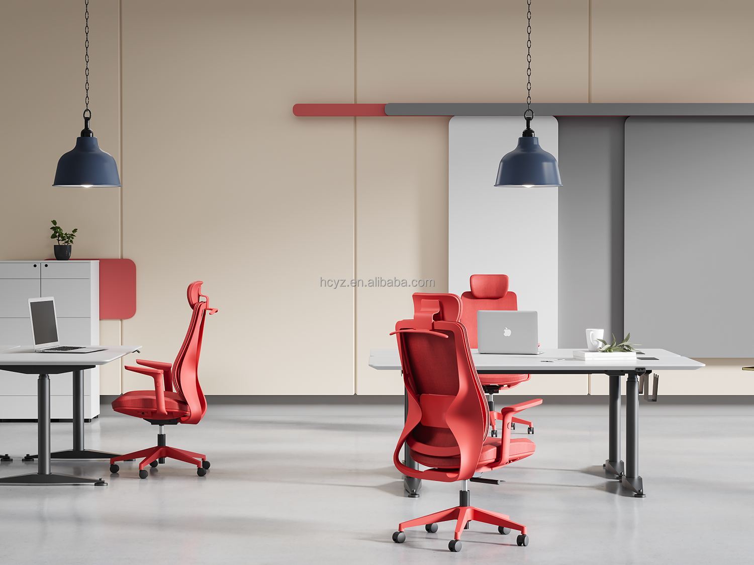 Modern Red Office Furniture Swivel Manager Chair with Adjustable Backrest and Design