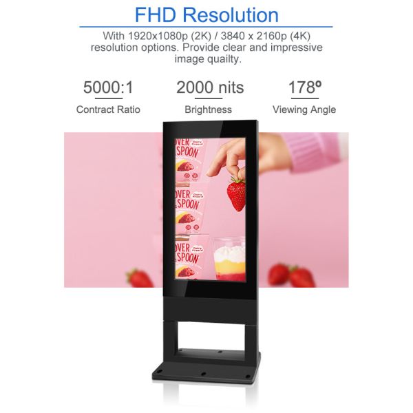 55" Outdoor Lcd Screen 4K Resolution Waterproof IP55 IP65