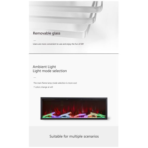 47'' 120cm Three Sided Electric Fireplace Insert With Remote