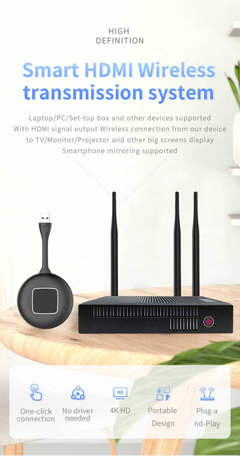 Portable Wireless Presentation Box 5.8Ghz , Hdmi VGA Wireless AV Sender
