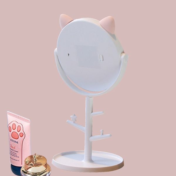 6 Inches Simple Makeup Mirror with Adjustable Angle and Convenient Built in Tray