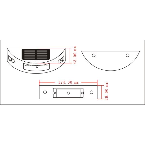 White Outdoor 137mm 2V Half Moon Solar Road Stud Light For Truck