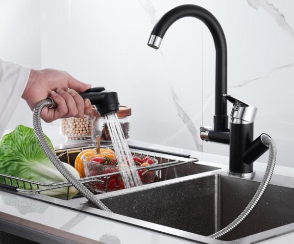 Quality Hydroelectric Brass Rotating  Pull Out Sink Mixer Tap with sprayer for sale
