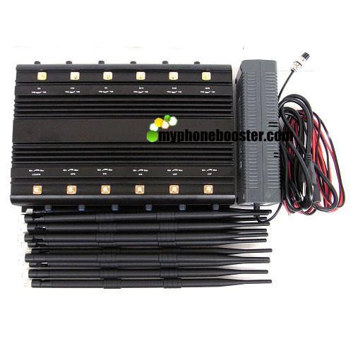 Quality 12 Bands 30W Mobile Signal Jammer Blocker Camera Signal Jammer Block GSM DCS 3G 4G Wimax Wifi GPS Camera UHF VHF Signals for sale