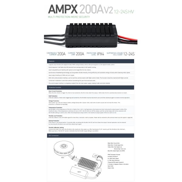 AMPX ESC 200A(12-24S）Electronic Speed Controler