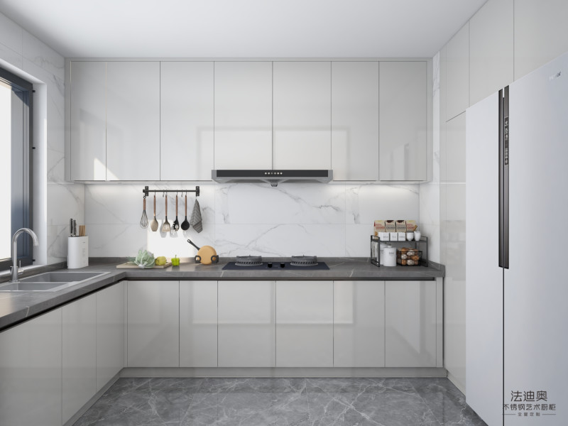 Buy cheap Durable Stainless Steel Construction Modern Kitchen Cabinet With Sleek White from wholesalers