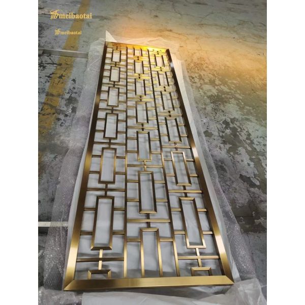 Ss304 201 Stainless Steel Gold Hairline Room Divider Decoration Wall Hotel Cup