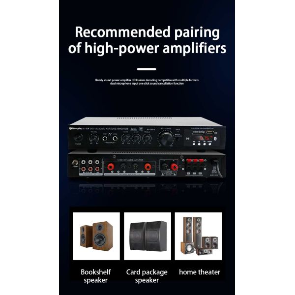 KTV Home Theatre System Professional Amplifier Board with 2 Mic Inputs and LDZS 5.1 Channel Nobsound Stereo Mixer