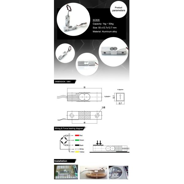 Body Scale Miniature Weight Sensor Single Point Load Cell 2 Kg 5 Kg 10 Kg 15 Kg 20 Kg 50 Kg