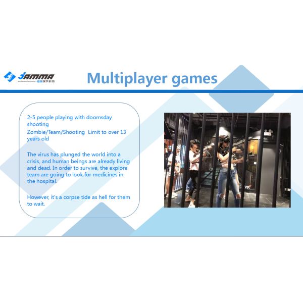 Multi Players Virtual Reality Center Custom Indoor 100 Sqm Electic System