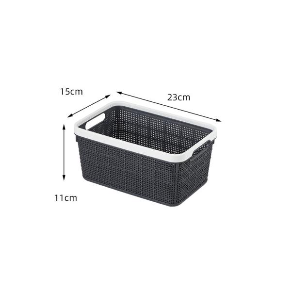 Quality Black Weaving Rattan Plastic Storage Basket 40x30cm Multi Purpose for sale