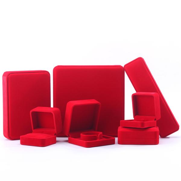 Quality Luxury velvet Jewellery packaging box high end handmade red Jewelry Box for Necklace Bracelet Earrings Ring for sale
