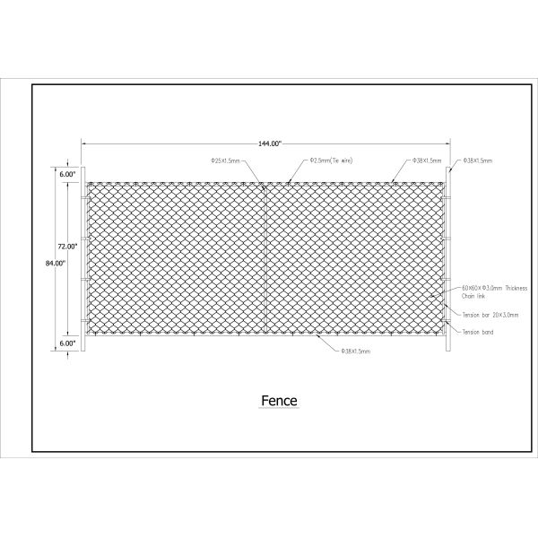 12ft Wide Temporary Fencing Panels , Steel 6ft Tall Chain Link Fence