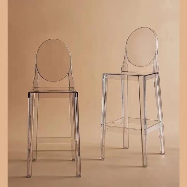 Quality Transparent Clear Acrylic Bar Stools Stackable Plastic Bar Stools With Backs for sale