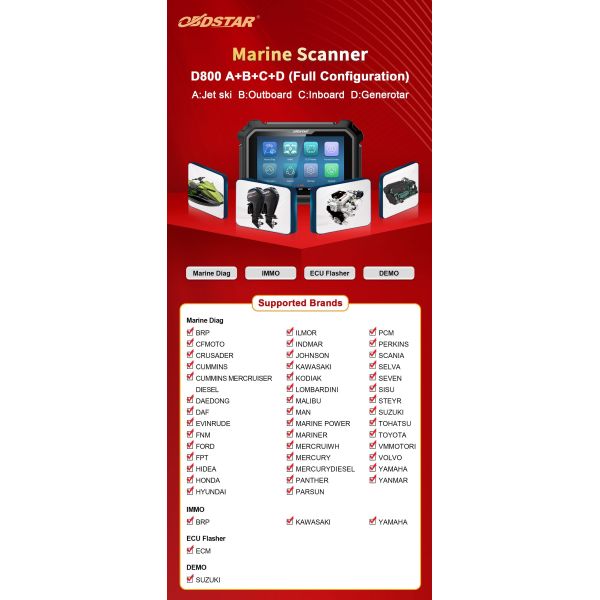 OBDSTAR D800 A+B+C+D Full Configuration Marine Diagnostic Tool for Jet Ski/ Outboard/ Inboard/ Generator