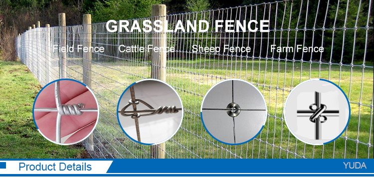 Grassland Sheep High Tensile Weave Iron Wire Mesh Galvanized Cattle Field Fence
